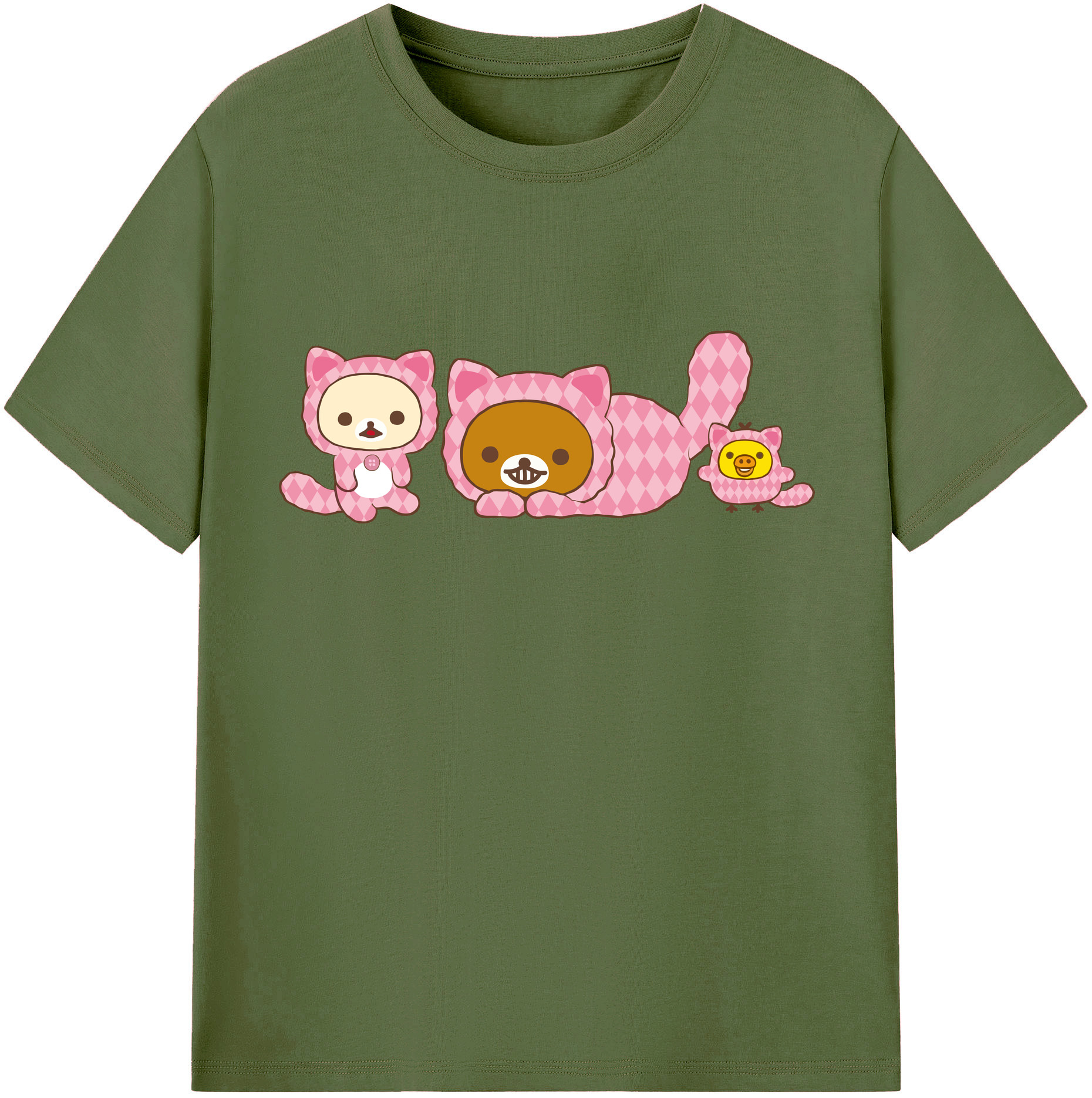 （画像用） リラックマ リラックマ キイロイトリ Rilakkuma Korilakkuma Kiiroitori 綿100％半袖Tシャツ（フロントプリント）